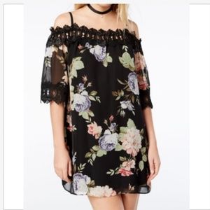 BCX Women's Floral-Print Cold-shoulder shift dress
